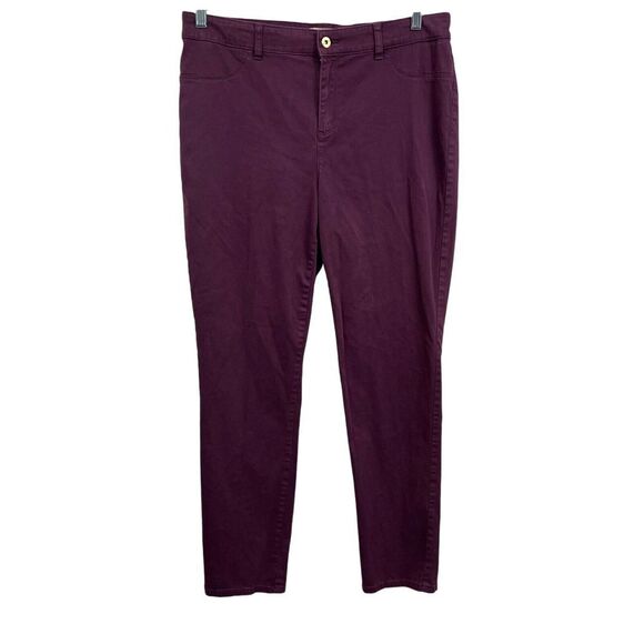 Chico's Womens Pants Stretch Ankle High Rise Zip Fly Burgundy‎ Size 2 Reg - Picture 1 of 6
